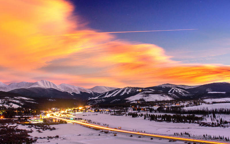 winter park ski resort at sunset, colorado