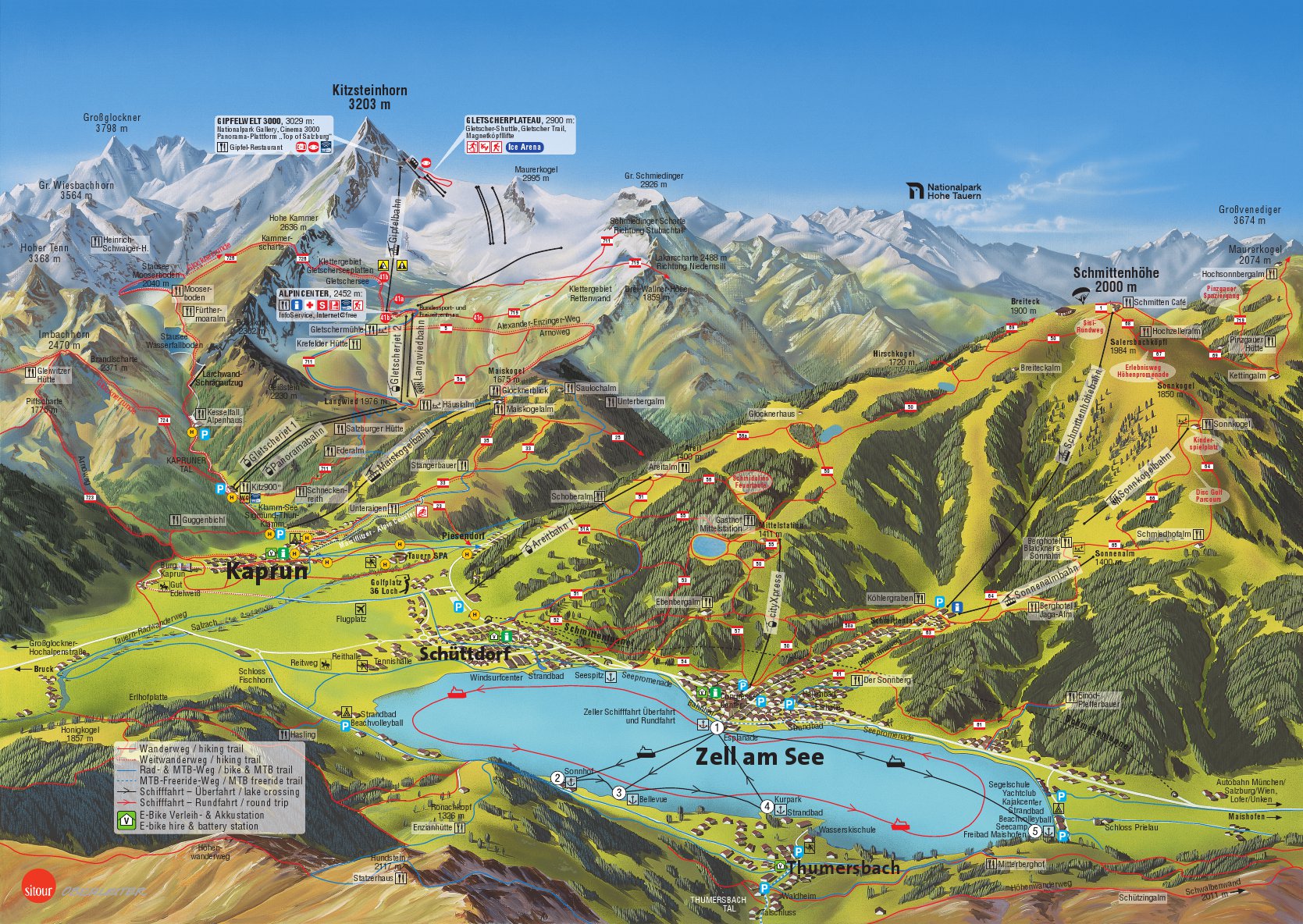 Full Size Piste Map For Zell Am See Kaprun   Zell Am See Kaprun Summer Map Mychaletfinder 