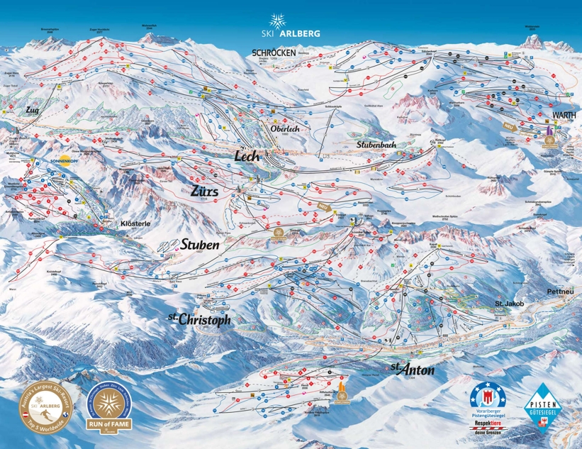 Piste map for Zürs