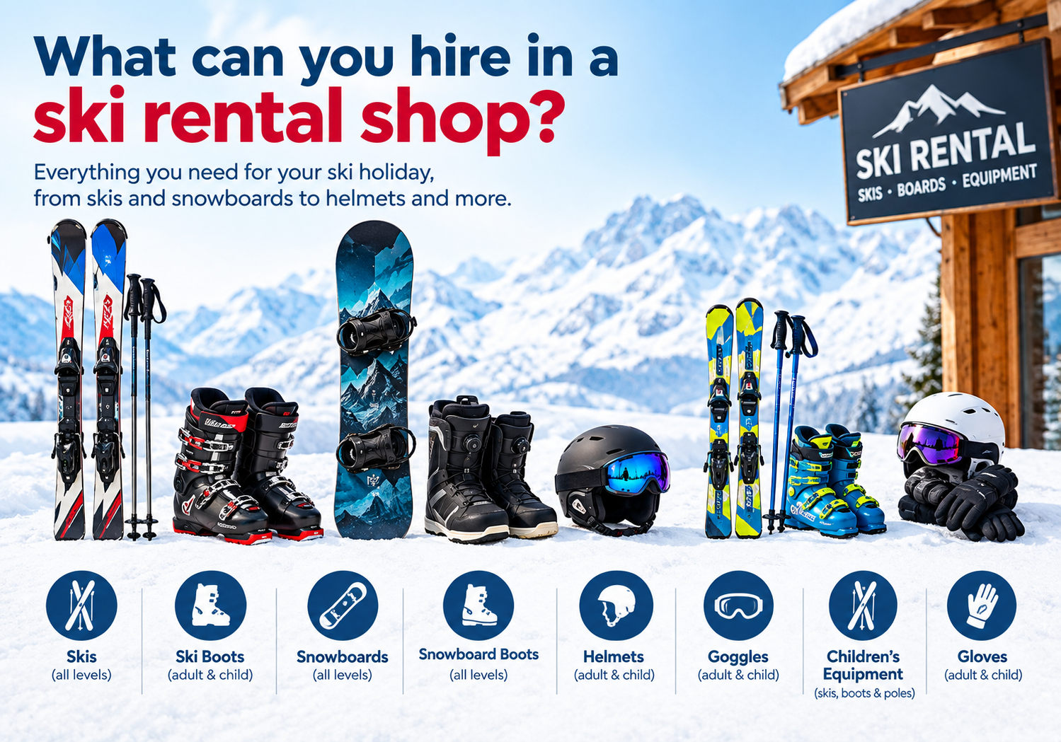 what you can hire in a ski rental shop