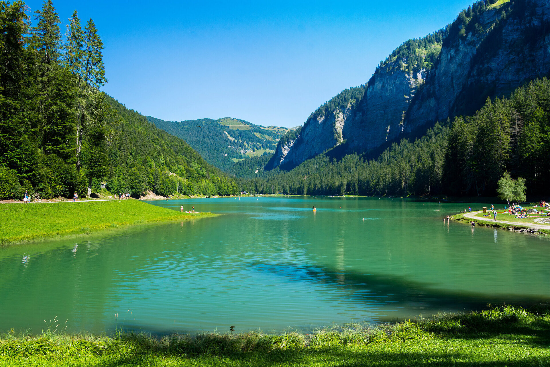 lake of montriond in summer portes du soleil