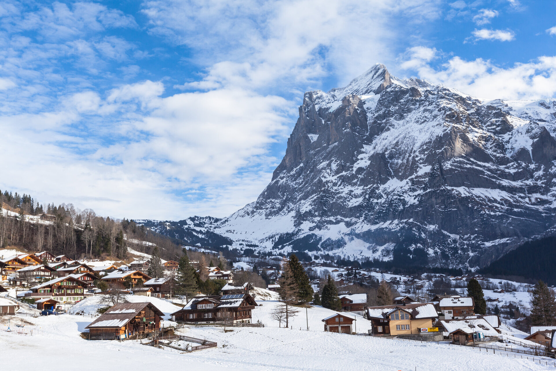 grindelwald chalets covered in snow
