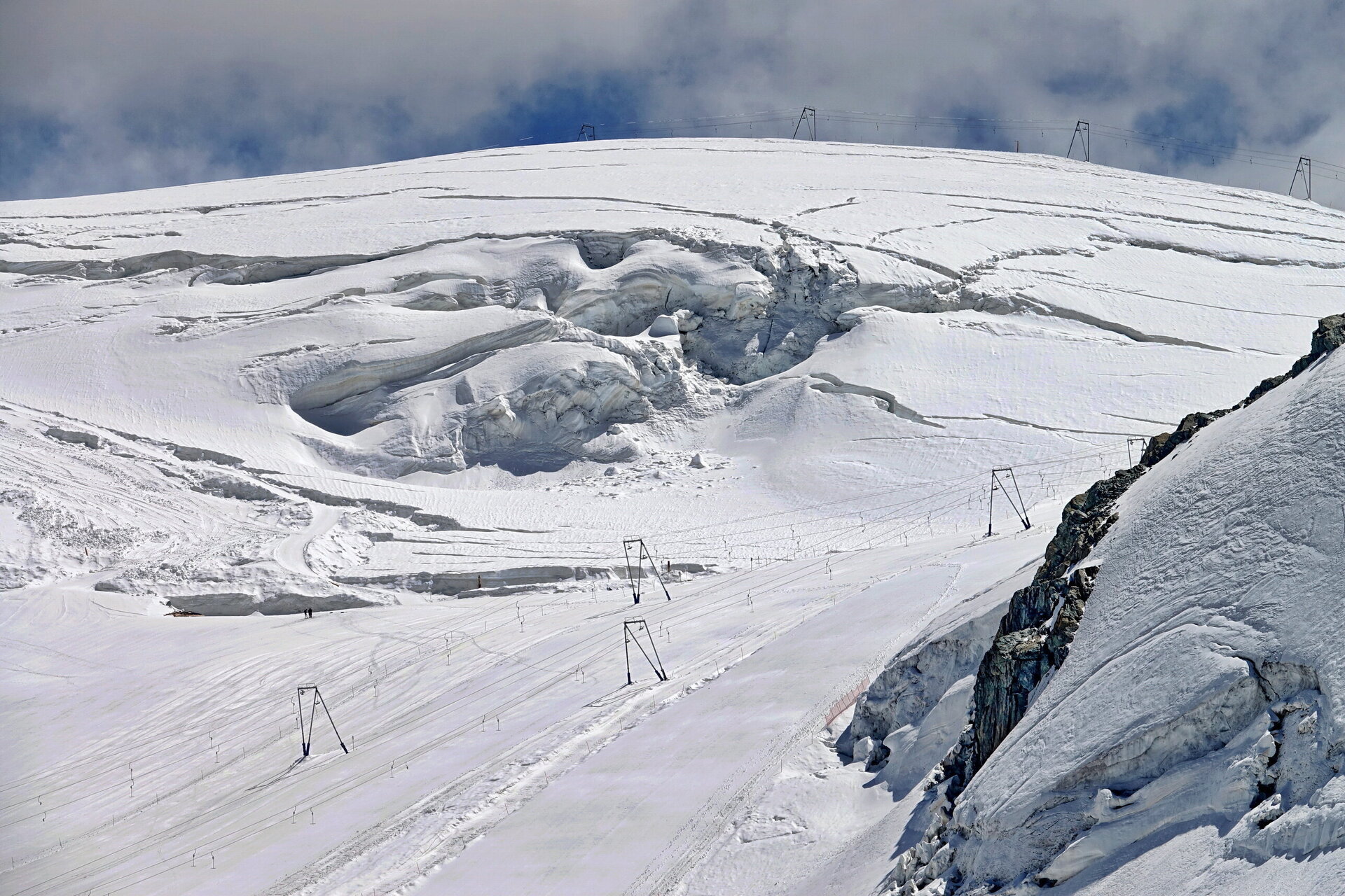 ice caves on the glacier in cervinia