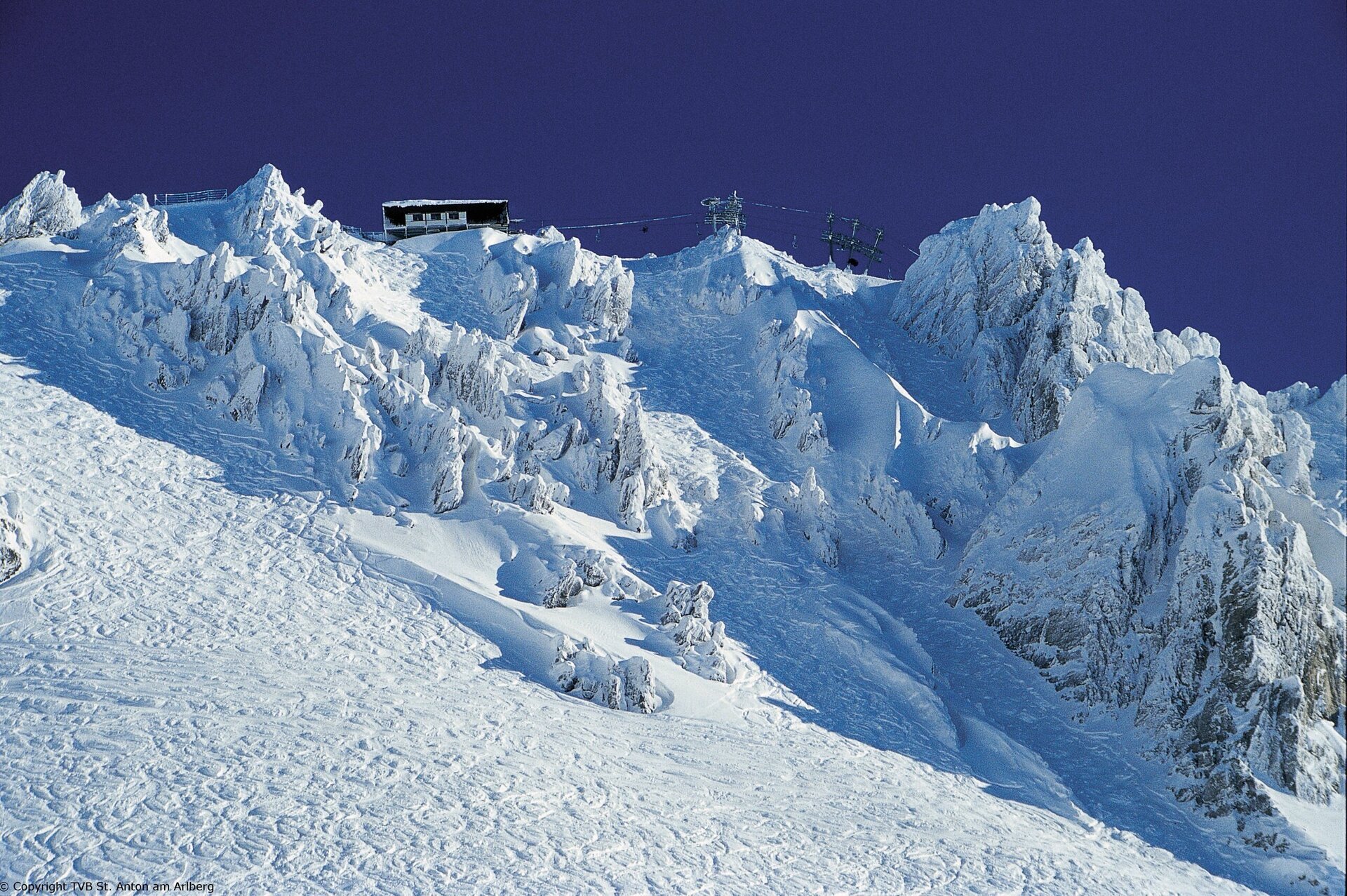 St Anton ski area on a sunny day