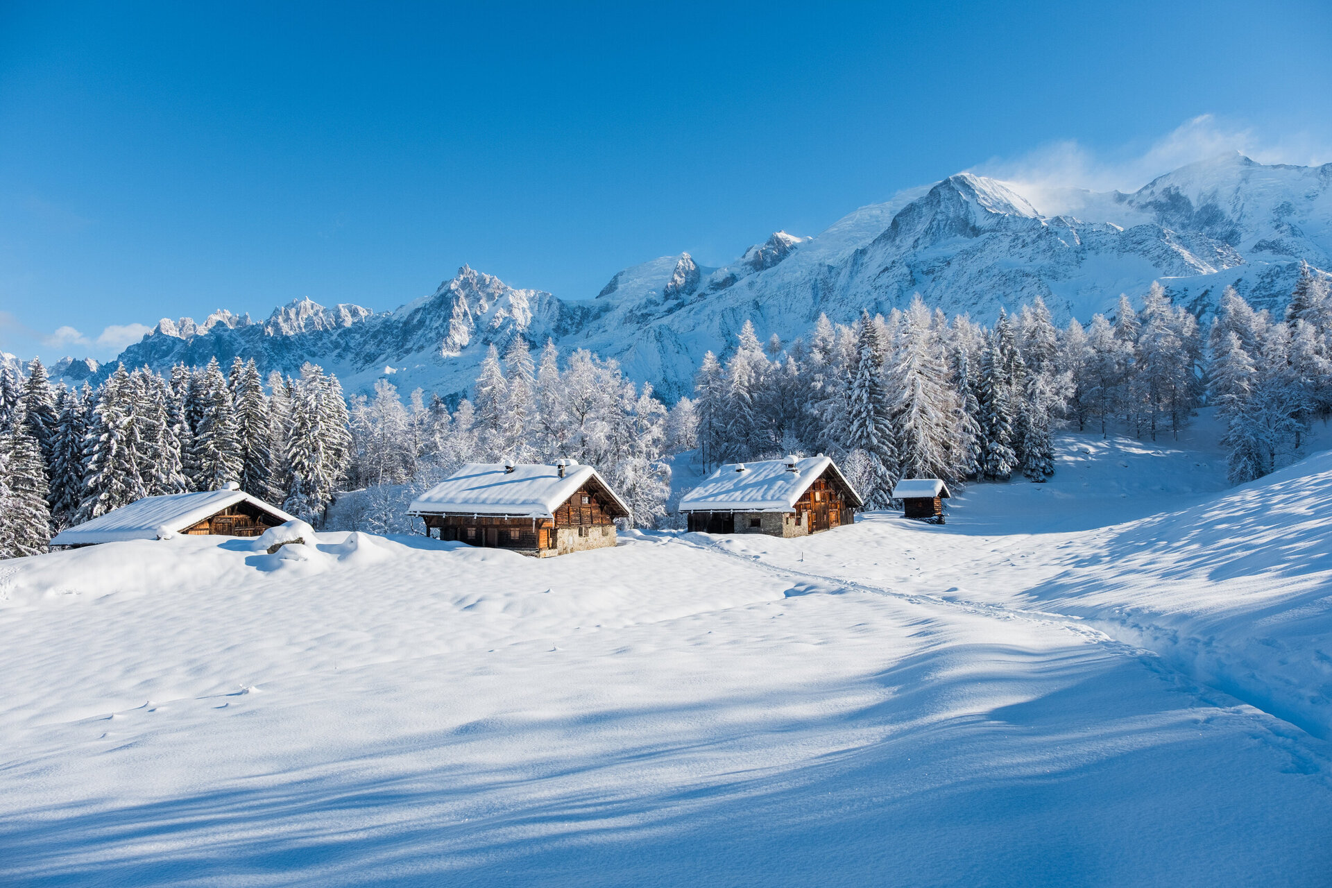 chalets covered in snow in chamonix